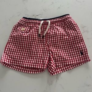 Ralph Lauren red and white checkered bathing suit 3T